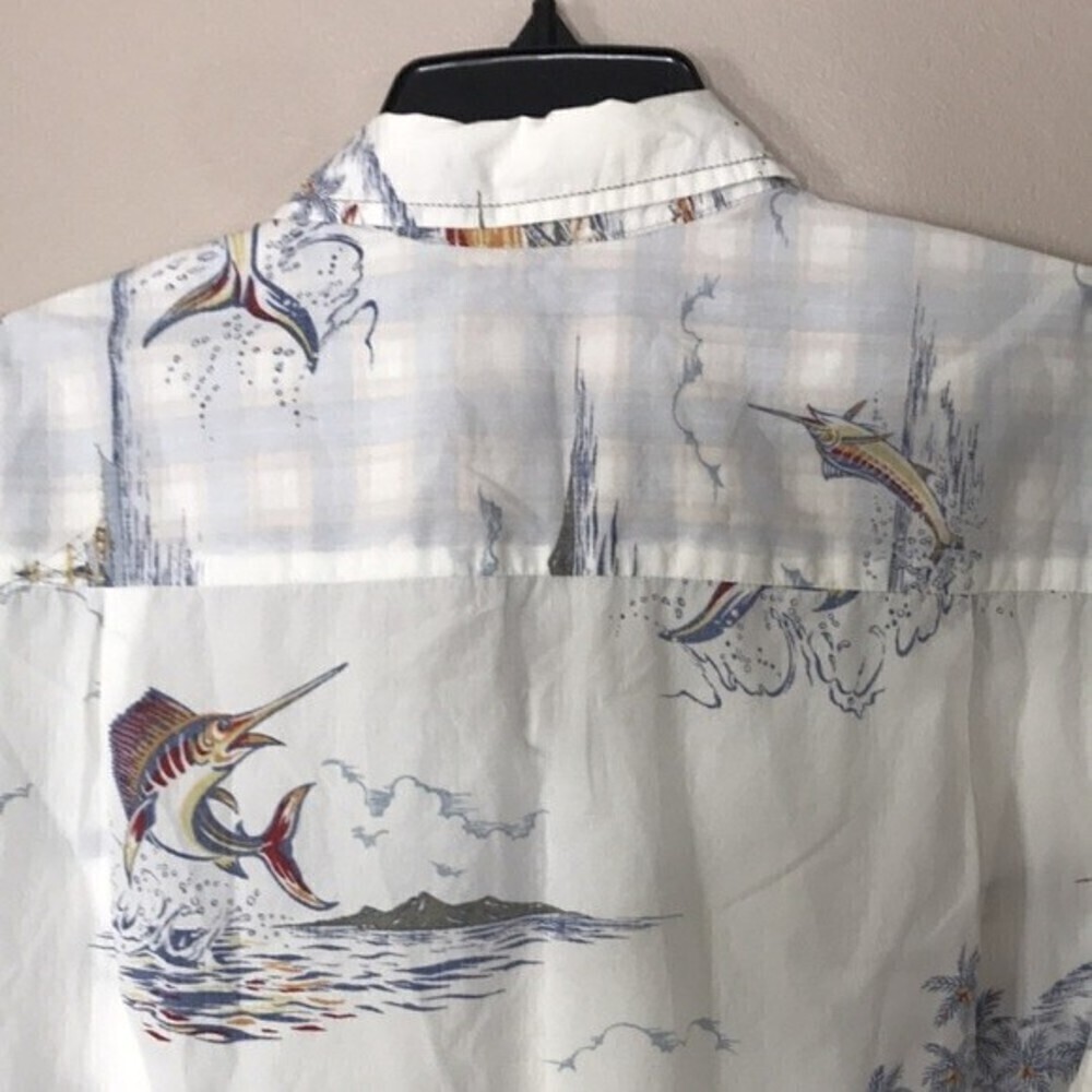 Tommy bahama 100% cotton button up short sleeve shirt with swordfish size M - Picture 11 of 13